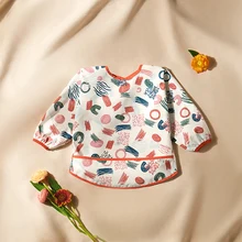  BC Babycare Baby Long Sleeve Waterproof Art Smock Boys Girls Colorful Burp Cloth Feeding Pocket Toddler Bibs Kids Fashion Tops 