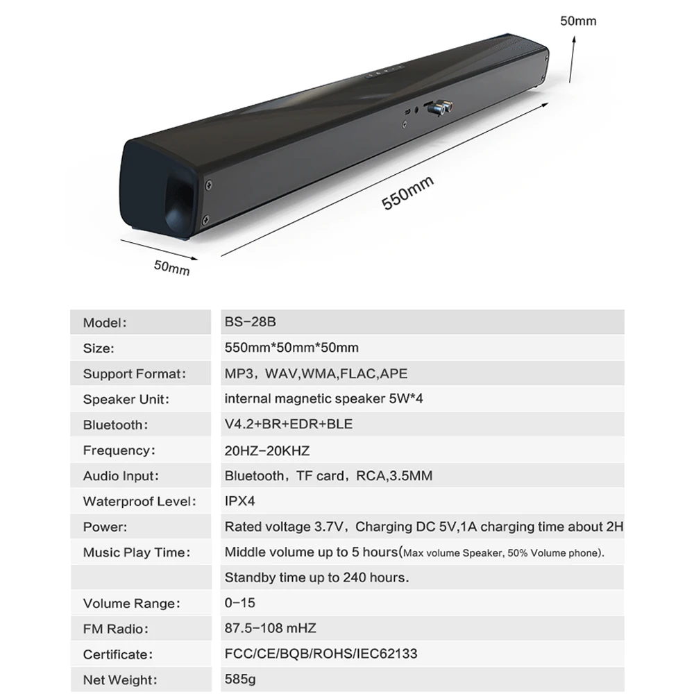 BS-28B беспроводной Bluetooth Sound Blaster TWS TF карта fm-радио Стерео Динамик ТВ домашний кинотеатр Sound Blaster с пультом дистанционного управления