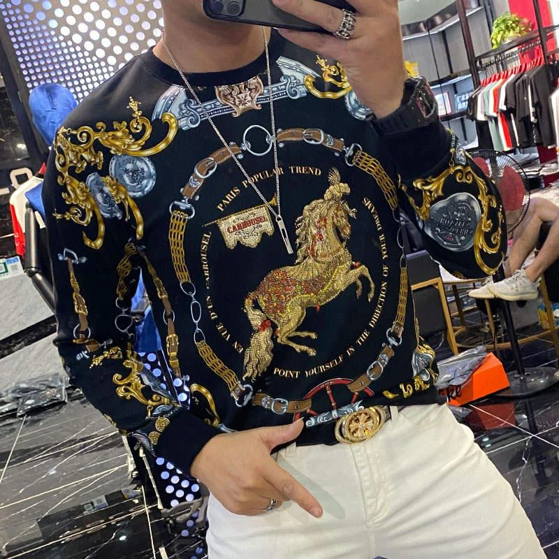 男性用tシャツブラックゴールド 豪華なプリントのバロックパレスtシャツ 男性用tシャツ21 Aliexpress Men S Clothing