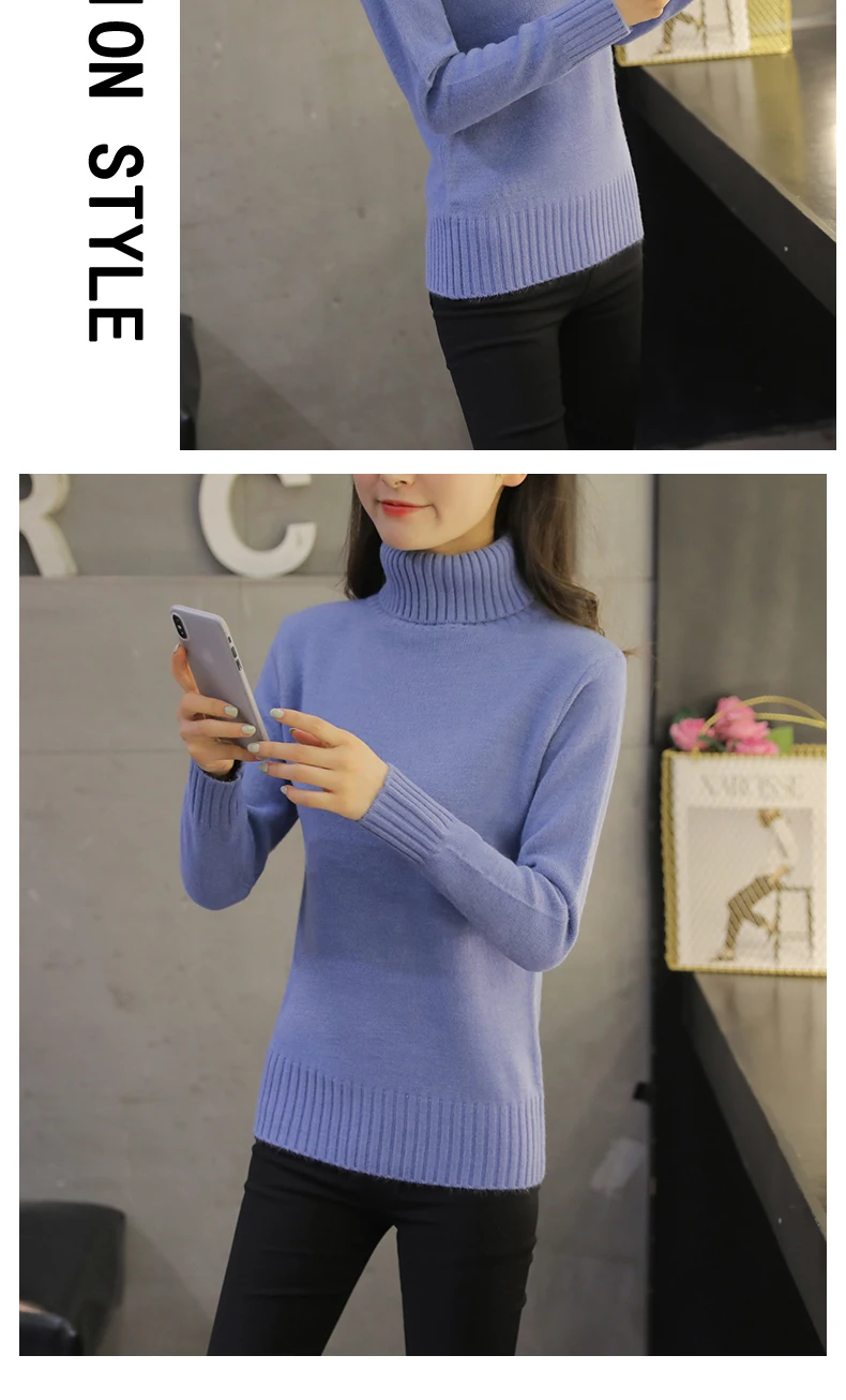 yellow sweater Knitted Sweaters Pullovers Turtleneck Long Sleeve Solid Color Slim Elastic Short Sweater Women 2020 New Autumn winter Women Sweaters