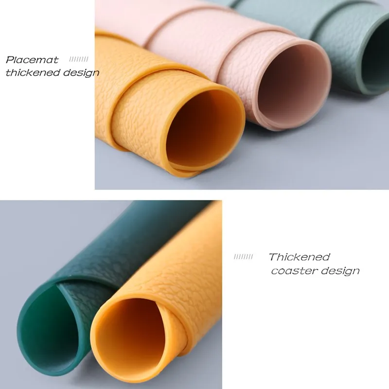 Waterproof Silicone Placemat Table Mat Set Heat Insulation Non-Slip Tableware Pad Washable Bowl Cup Coaster Home Decoration 2021