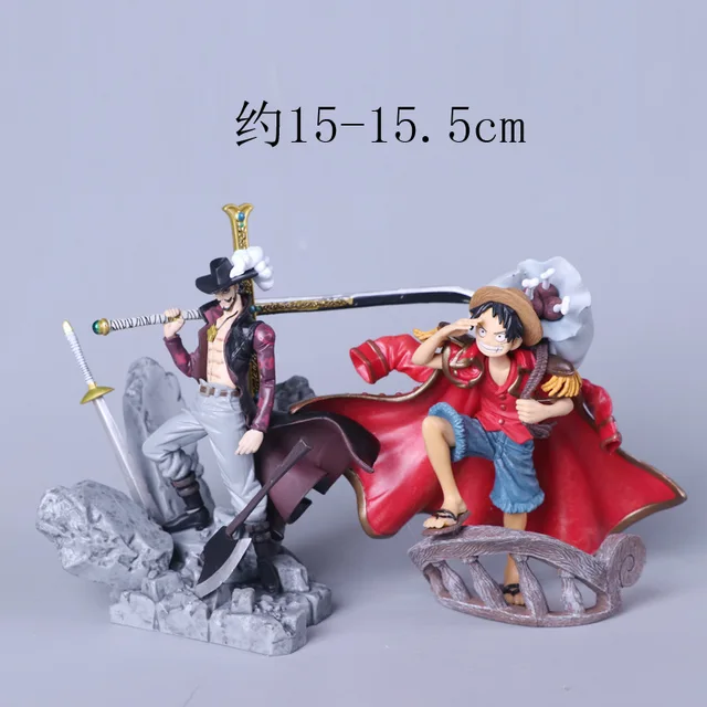 15cm esculpir grande anime uma peça figura brinquedos luffy dracule mihawk  modelo boneca com espada anime