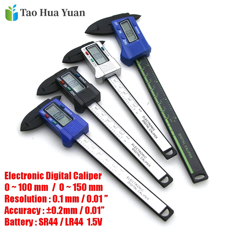 

Tao Hua Yuan New Arrival 150mm 6 Inch LCD Digital Electronic Carbon Fiber Vernier Caliper Gauge Micrometer Measuring Tool Ruler