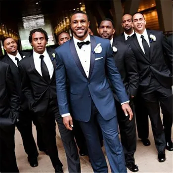 

New Men’s Suit Smolking Noivo Terno Slim Fit Easculino Evening Suits For Men One Button Navy Blue Groom Tuxedos Shawl Lapel(Jack