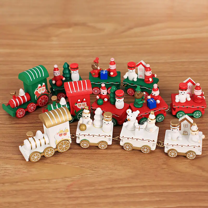 Рождественский деревянный маленький поезд Санта Клаус Снеговик фестиваль орнамент домашний декор день детей Подарки для детей рождественские аксессуары