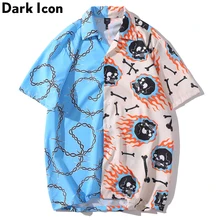 Dark Icon Skull Full Patchwork Hip Hop Shirts Shirt 2020 Summer Hawaiian Shirts For Man Short Sleeve