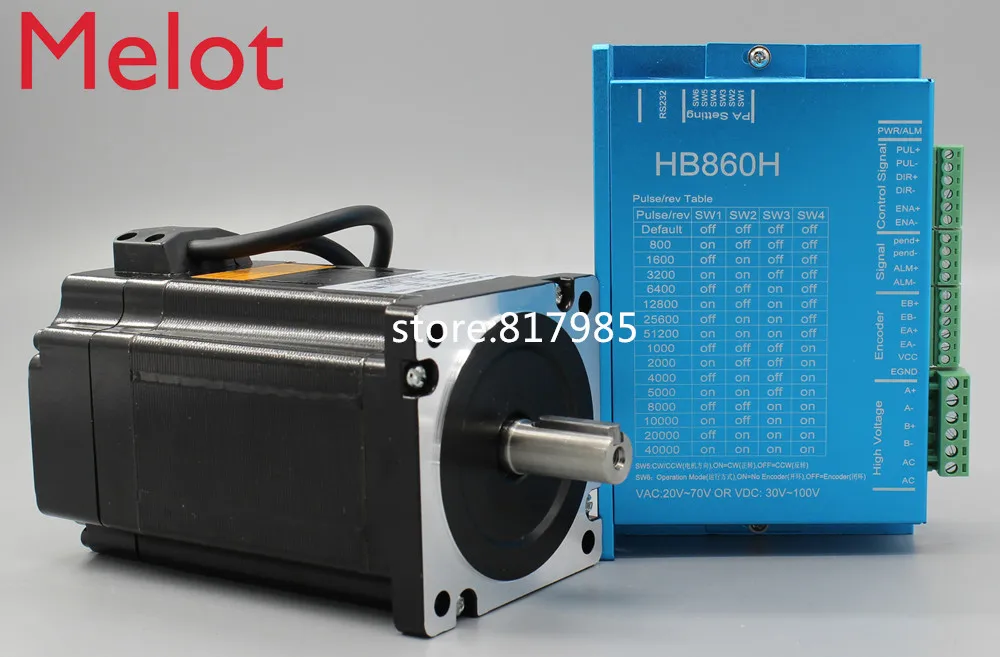 DC замкнутый контур шаговый двигатель 86HB250-156B+ HB860H шагового двигателя 12.5N.m(Национальная ассоциация владельцев электротехнических 86 Гибридный замкнутый контур 2-фазный шаговый мотор драйвер