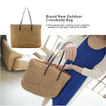 

Brand 2020 New Straw Woven Women Bag Causal Outdoor Beach Straw Braided Tote Bag Dual-Purpose Travel Sling Bag Crossbody Bag