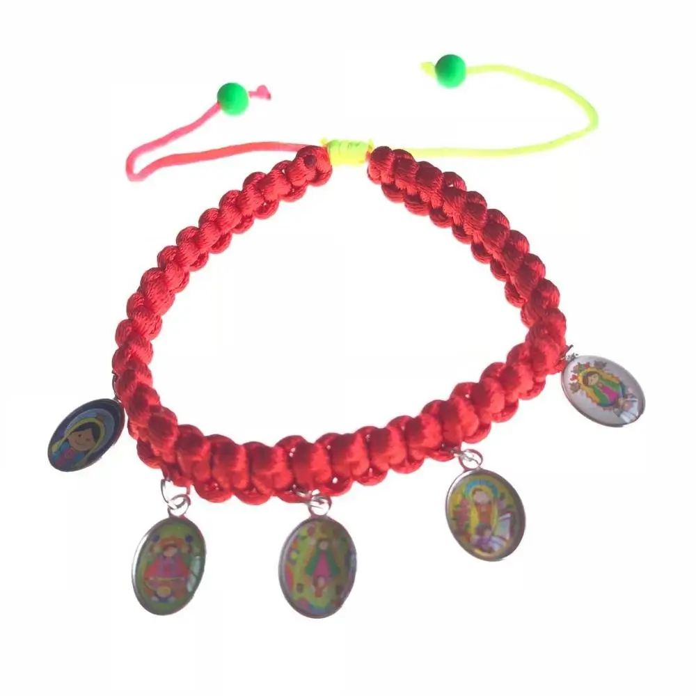 Четки на веревке Детские Девы Guadalupe bacelet/шнур osary браслет/decenario браслет с религиозным значком кулон