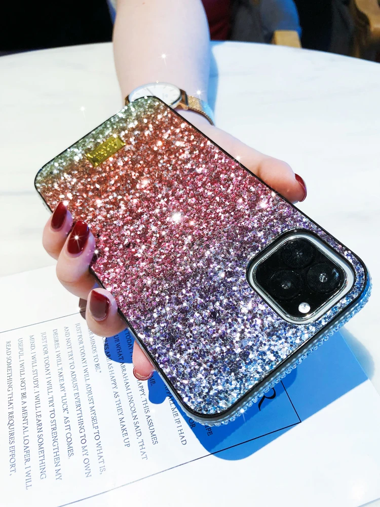 Роскошный Радужный градиентный фиолетовый для Apple 11pro, ручная оболочка с мягким краем, iPhone 11, полный набор водяных сверл, 11 promax,, 11maxpro