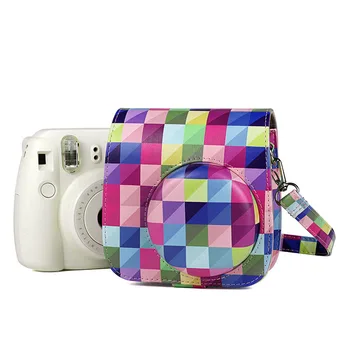 

Fujifilm Instax Mini 9 Mini 8 Instant Film Camera Case Accesory Colorful Plaid Shoulder Strap Bag Protector Cover Case Pouch