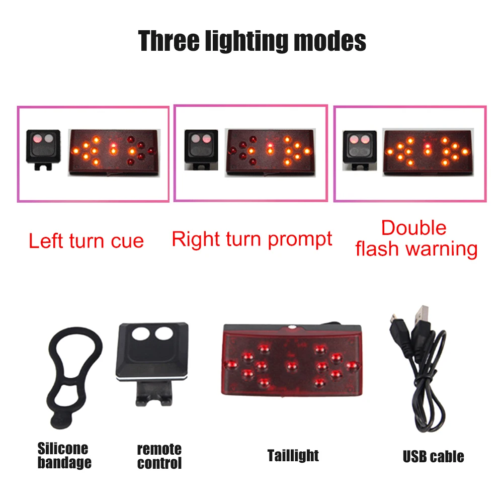 DSYCAR USB 충전식 자전거 미등, 회전 신호, 무선 원격 제어 울트라 브라이트 LED 안전 경고 후면 조명