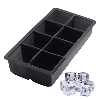 

8-Cavity Large Black Square Silicone Drink Ice Cube Pudding Jelly Soap Mold Mould Tray Tool In Kitchen Party Bar Accessories #F5