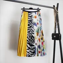 Qooth рисунок Зебры длинные юбки с принтом Женская Печать Макси юбка плиссированные юбки фруктовый принт летняя юбка в стиле бохо QH1998