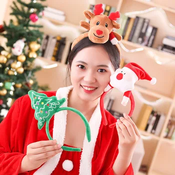 

2019 Christmas New Plush Toy Santa Claus Elk Hair Band Children's Ornaments Gift Three Optional