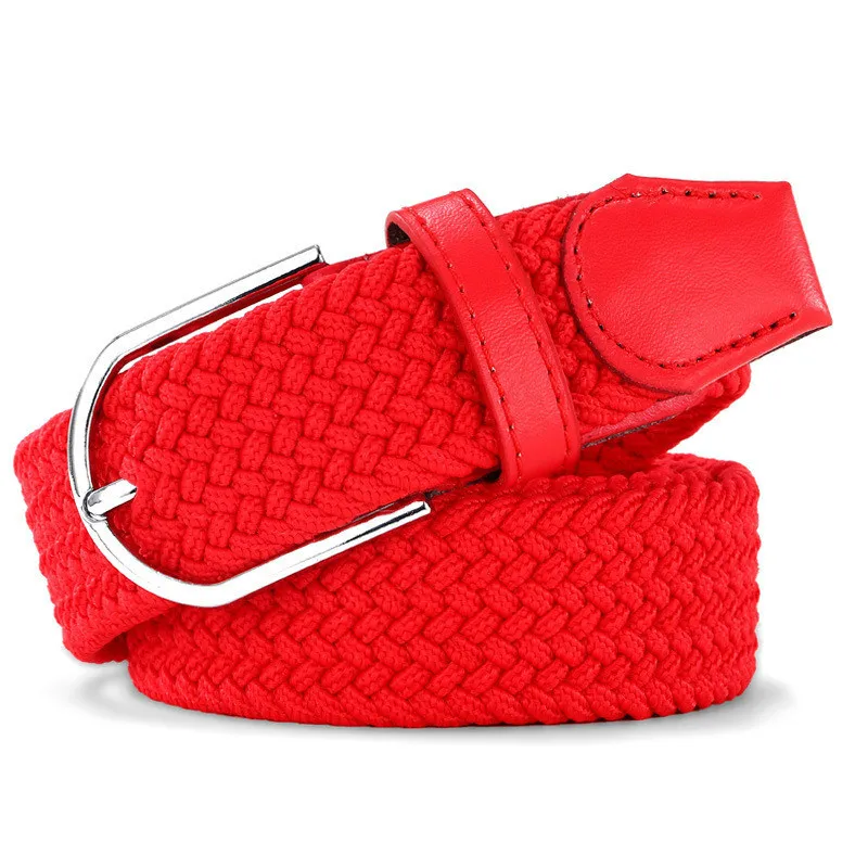Повседневная мужская женская холщовая ремень Обычная лямка металлическая пряжка тканая эластичная ткань брюки с завязкой на талии Джинсовый пояс - Цвет: red