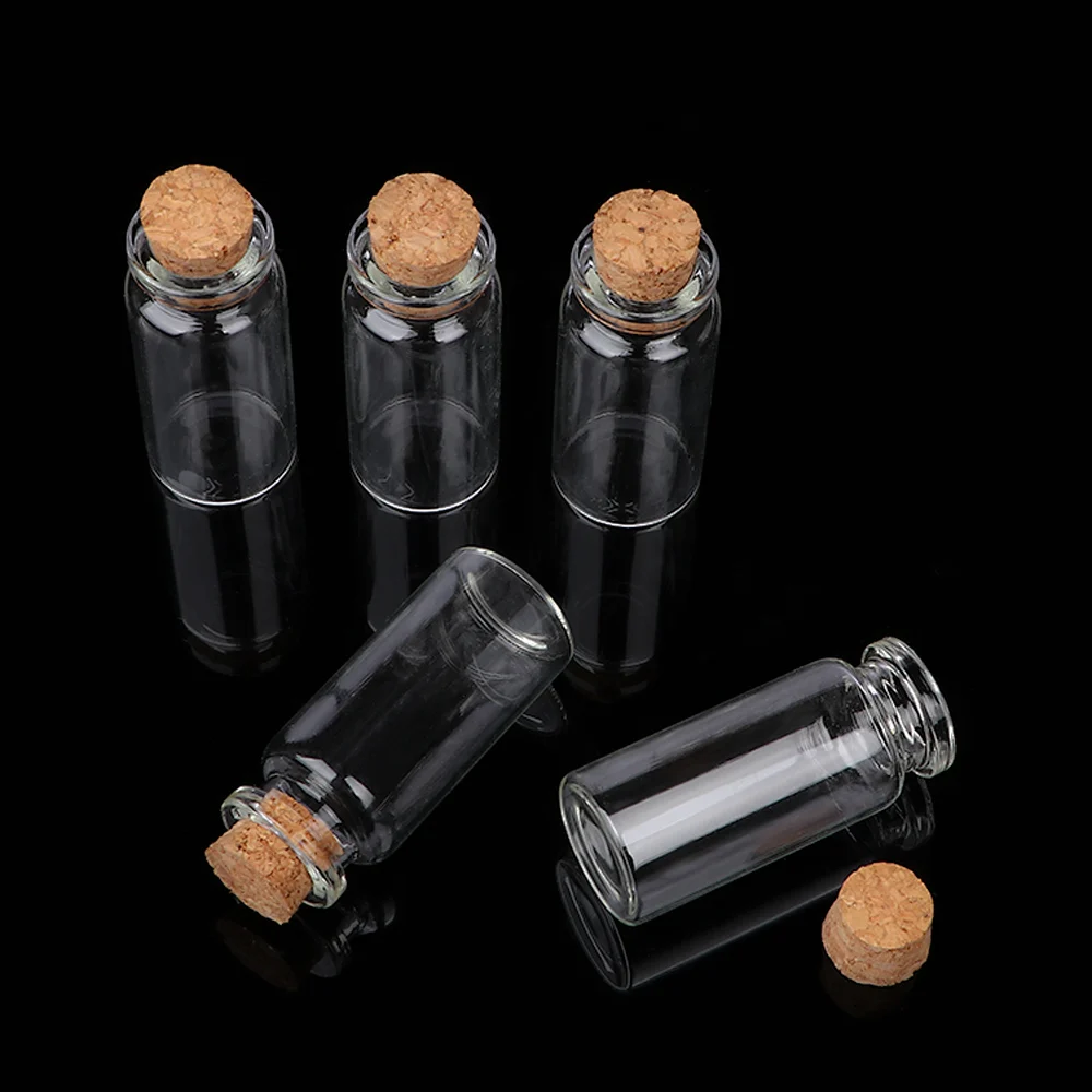 5pcs/Set Small Bottle Glass Jars High Temperature Resistance Smooth Transparent Mini Cork Stopper DIY Containers | Дом и сад