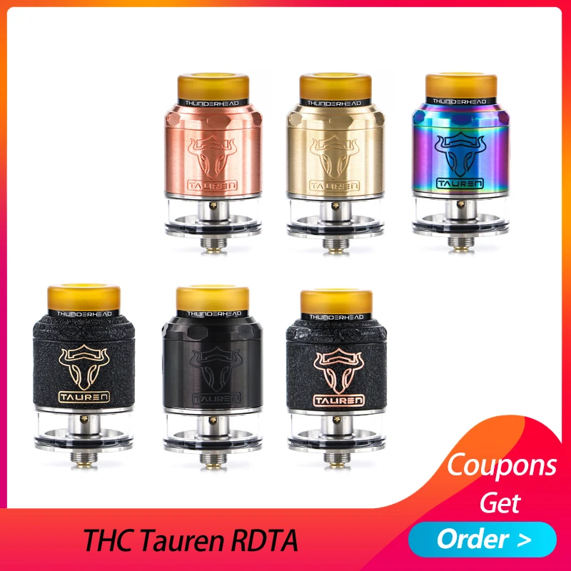 

THC Tauren RDTA tank Double 28 micro air holes atomizer vape leak proof Rebuildable THC atomizer Fit for E Cigarette box mod