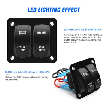 

Controls Switch Light Bar For Jeep ATV UTV Waterproof Toggle Rocker 2 Gang
