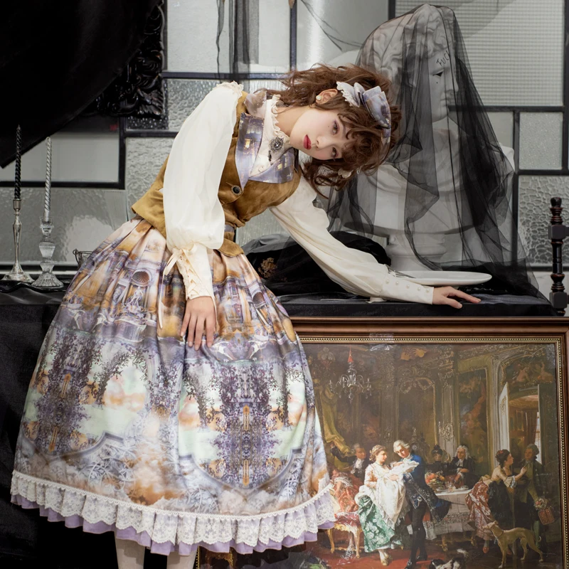 Schemering van de Goden ~ Elegant Gedrukt Lolita Lange Rok door Miss Punt ~ Custom Tailored Schemering van de Goden ~ Elegant Gedrukt Lolita Lange Rok door Miss Punt ~ Custom Tailored