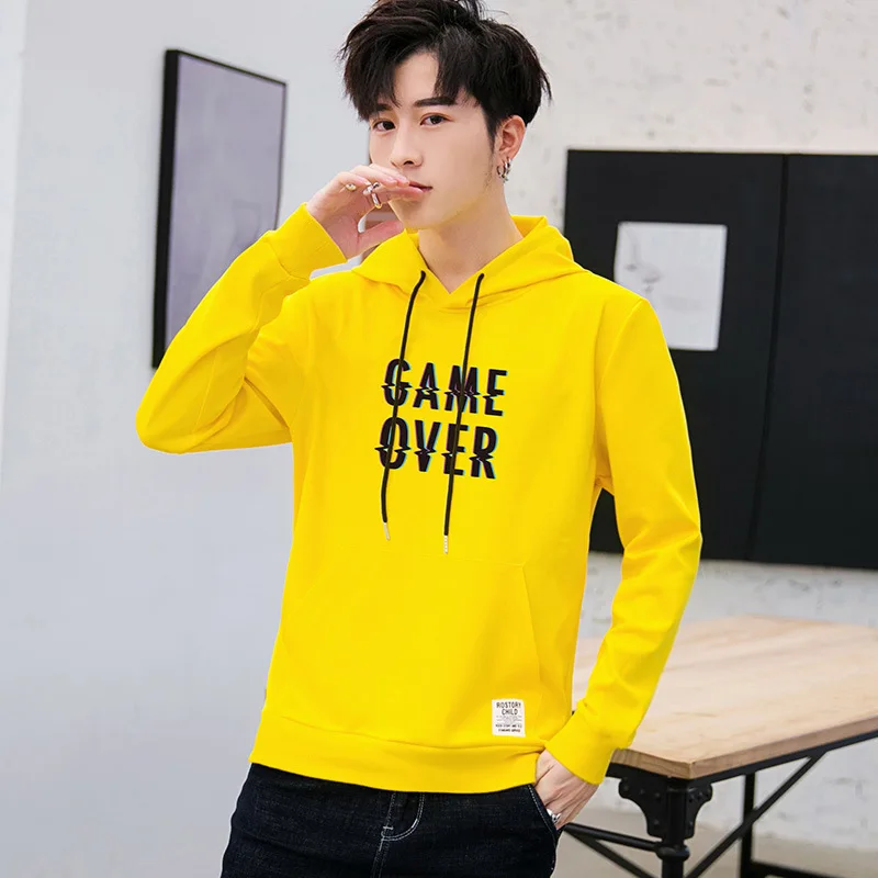 

Men Hoodie Cotton Long Sleeve Letter Print Hooded Sweatshirt Male Pullover design Print Sportswear Mens Tracksuit New Brand