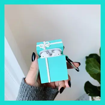 

Gift Box Protective Case Silicone Cover Protector with Carabiner for Airpods 1/2