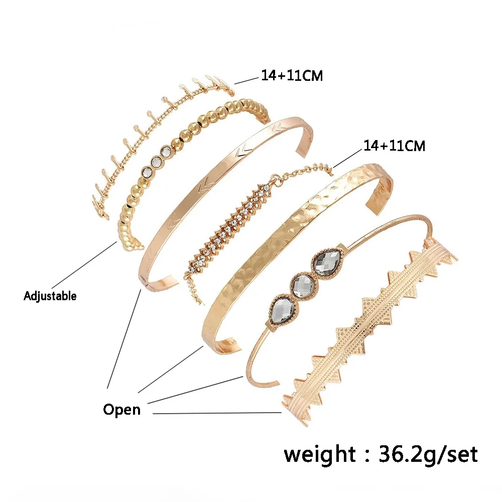 Панк женские браслеты ананас стрелы геометрические капли кристалл открытый золотой браслет набор Шарм женские браслеты обручальные ювелирные изделия