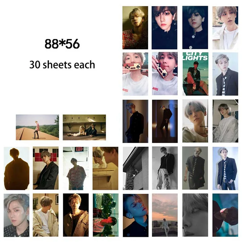 [MYKPOP] EXO-BAEKHYUN: SOLO UN деревенский LOMO картонная подарочная коробка Набор 30 шт., KPOP Fans коллекция