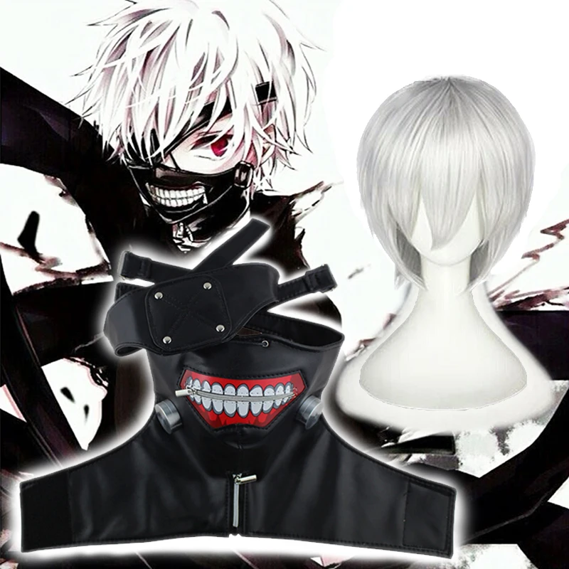 Аниме Токийский Гуль Кен канеки косплей маска маски парик Хэллоуин костюм