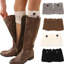 Women Winter Button Hollow Woolen Knitted Leg Warmers Cuffs Toppers Boot Covers Women Boot Cover Keep Warm Socks Solid Color