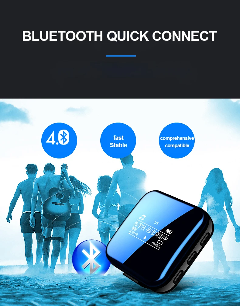 8GB 16GB Mini MP3 Wireless APTX Bluetooth 2.0 Inch DAC HiFi Lossless OTG Walkman With Clip Sports Running Portable Music Player