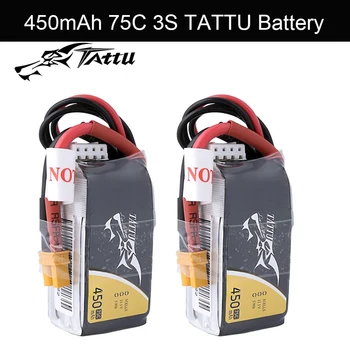 

2Pcs TATTU 450mAh 75C 11.1V 3S Lithium Battery for FPV Drone RC Hexacopter LiPO Battery RC Drone Accessories Wholesales