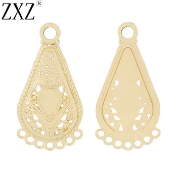 

ZXZ 10pcs Gold Tone Water Drop Chandelier Earring Connector Charms Pendants Jewelry Making Findings