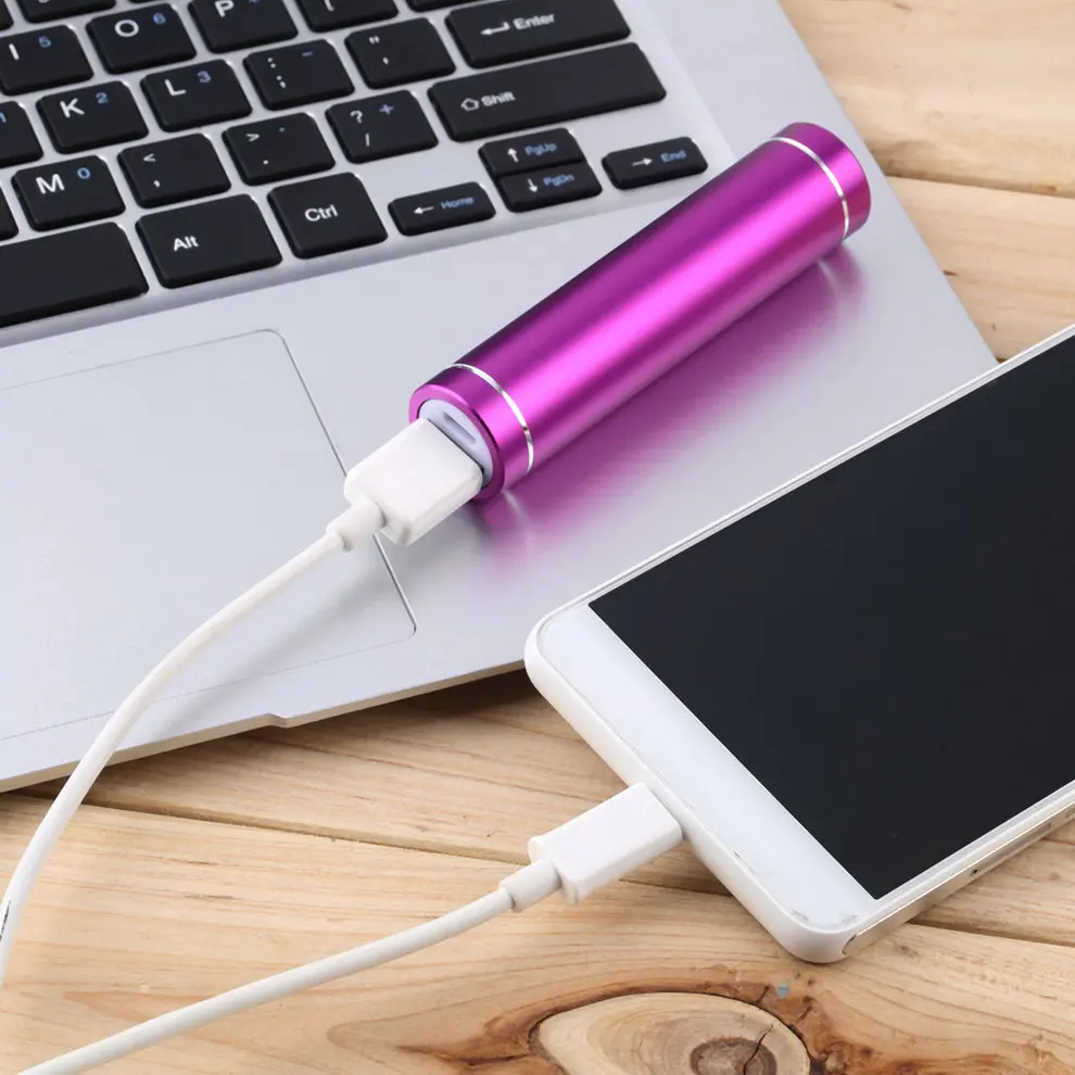 

Mini USB 5V Mobile Powerbank Case Powerbank DIY Box 18650 Battery Case Purple Metal Alloy
