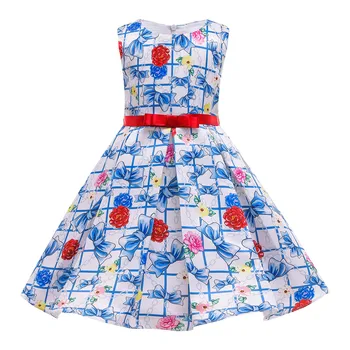 

Summer girl child print dress outdoor holiday flower children's clothing color dress 2-10 years kids dress