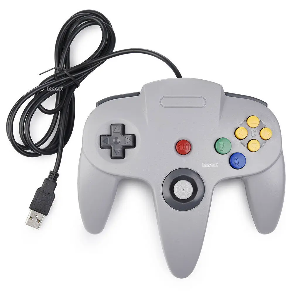 Фото Проводной джойстик USB геймпад для N64 классический контроллер ПК Mac игровой Проводной джойстик USB геймпад для N64 классический контроллер ПК Mac игровой