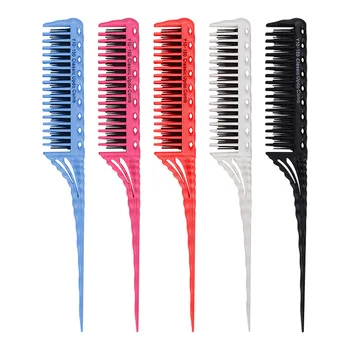 

Hot Sale 1pcs Portable Long Tail Comb 5 Colors For Choice Nylon Fiber Plastic Hair Comb For Salon Three-row Design Comb New