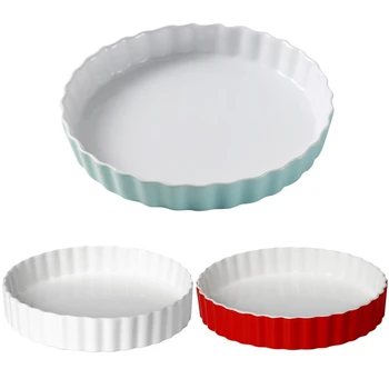 

8 Inch Ceramic Round Cheese Baked Plate Pan High Temperature 600C