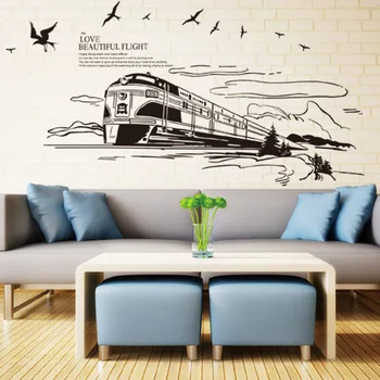 

Happiness Train Wall Stickers Black Wallpaper Motor Car Bedroom Sticker Study Nursery School Art Decals Living Room Decoration