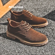 Misalwa натуральная кожа замша мужские короткие сапоги Роскошные уличные рабочие мужские сапоги песок зима осень качество повседневная мужская обувь