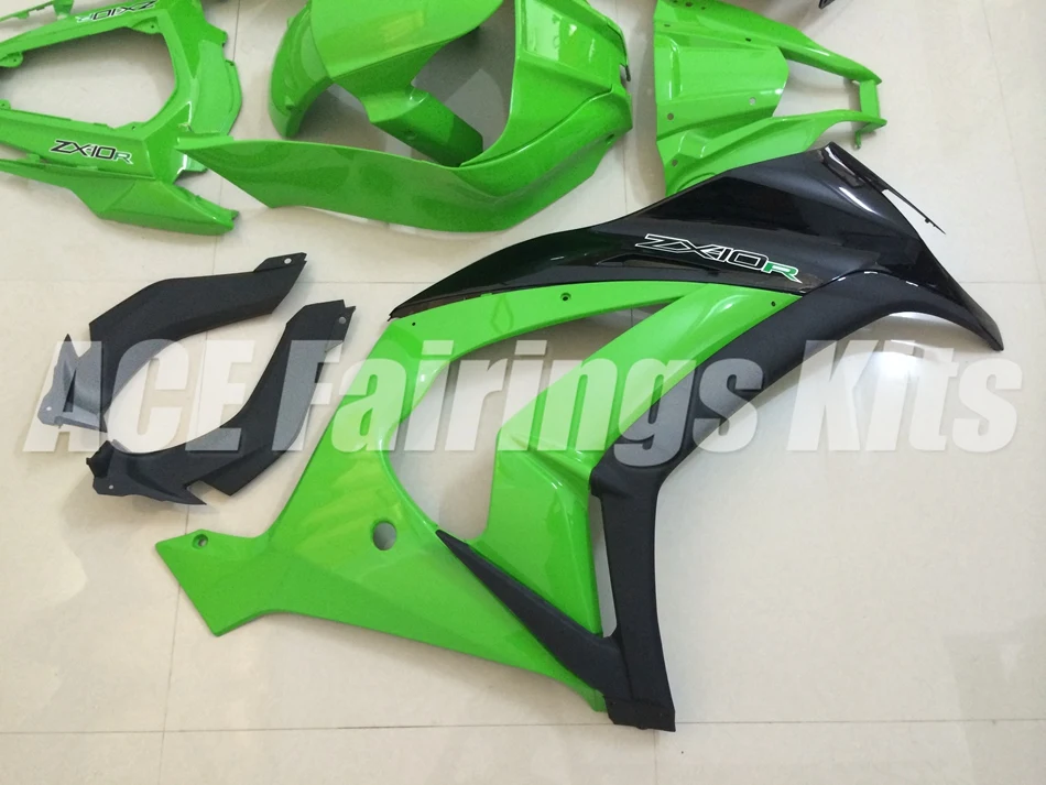 Литьевая форма) ABS полный обтекатель комплект подходит для Kawasaki Ninja ZX-10R ZX10R 2011- 11 12 13 14 15 Обтекатели Черный Зеленый FR