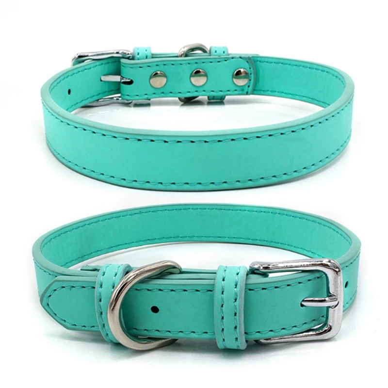 5 Colors PU Small Dogs Collars XS-M Adjustable Zinc Alloy Solid Color Puppy Collar Comfortable Durable Pets Supplies Accessories best flea collar for dogs Dog Collars