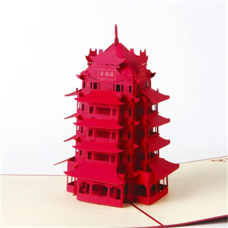  3D Pop Up Greeting Card Birthday Valentine's Day Gift Postcard with Tower Building Envelope Wedding - 4.00017E+12