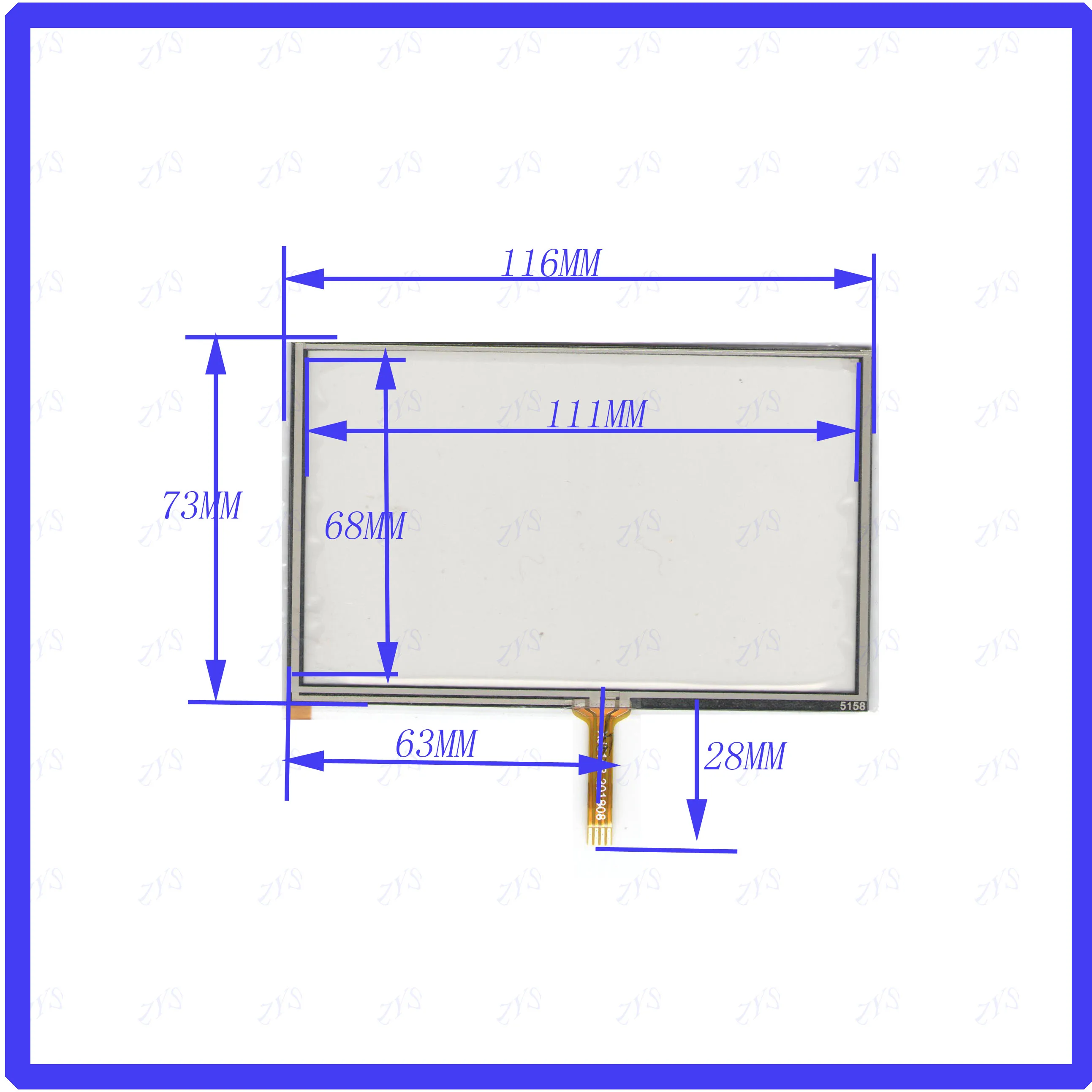 

ZhiYuSun wholesale 5158 5PCS/LOT 116*73mm 5inch 4lines resistance screen for car DVD redio this is compatible 116*73