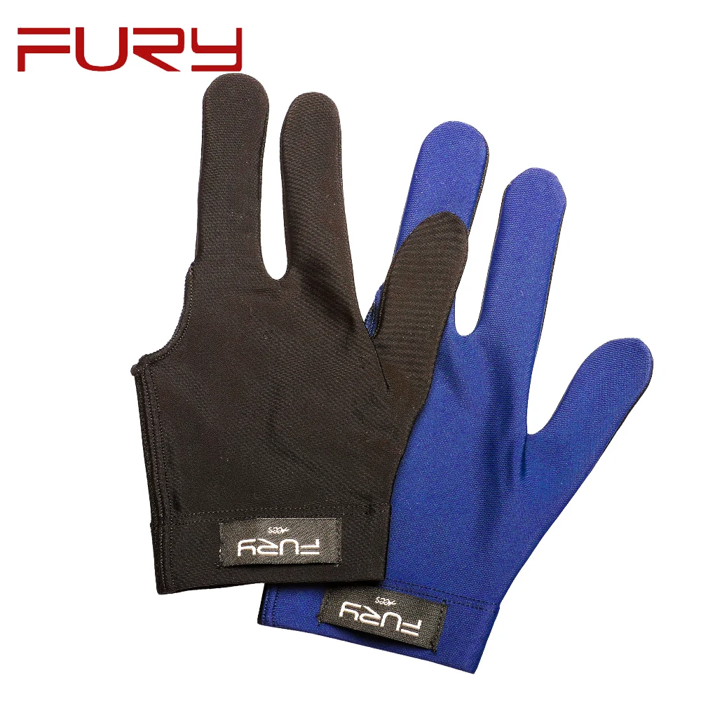 Fury отличные бильярдные перчатки Нескользящие дышащие лайкра Ткань Профессиональные биллар перчатки три пальца бильярдные аксессуары