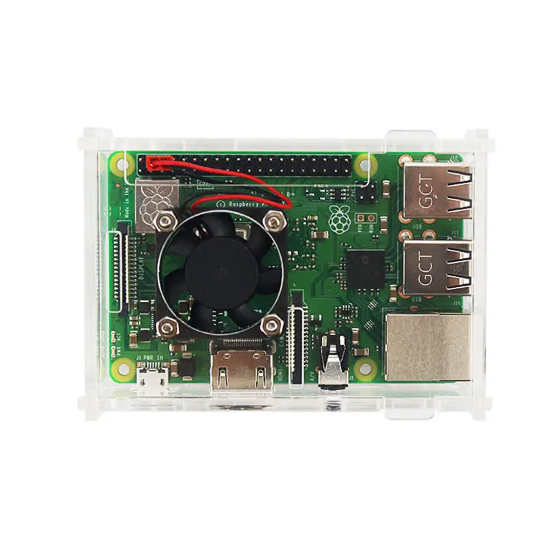 Горячая 3c-для Raspberry Pi 3 Model B+(плюс) акриловый чехол, прозрачная крышка корпуса коробки+ вентилятор охлаждения+ алюминиевый радиатор для малины