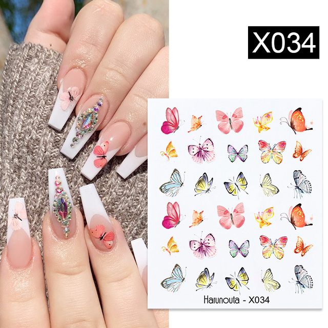 Transfer Nail Stickers Charms Spring Summer Water Sticker For Nails Sliders Flower Leaf Image Tattoo Decal Decoration