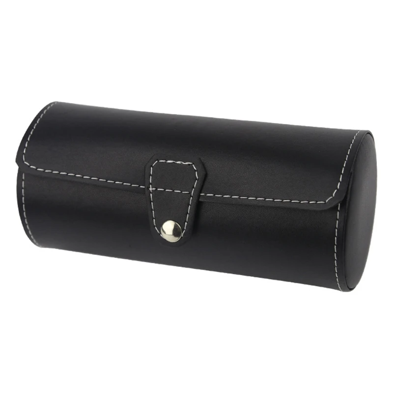 3 Slots Watch Roll Travel Case Chic Portable Vintage Leather Display Watch Storage Box with Slid in Out Organizers