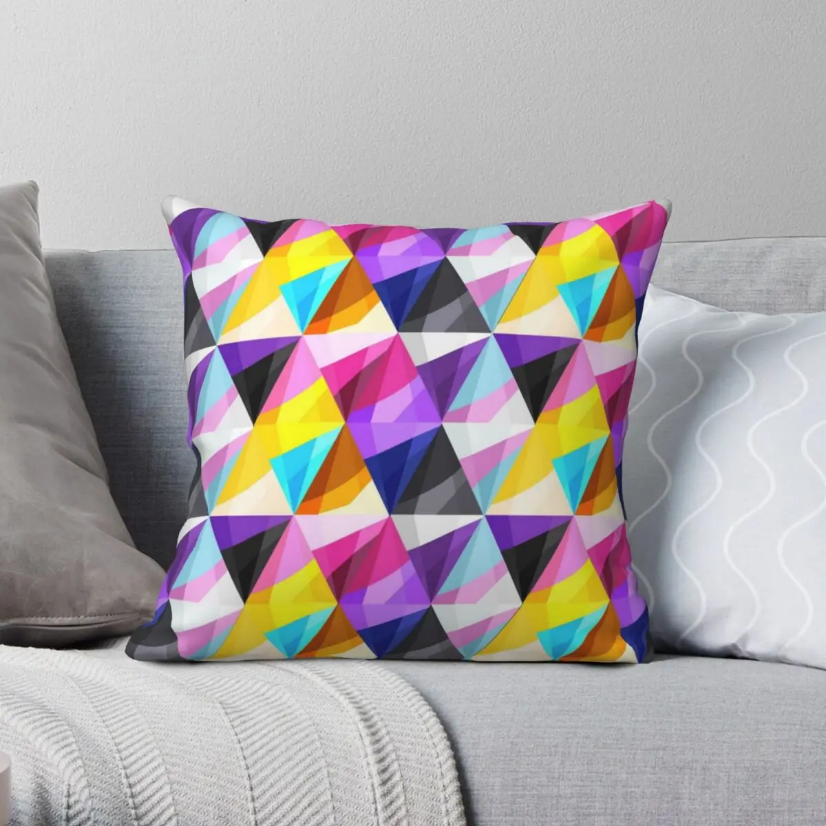 

Geometric Pride Square Pillowcase Polyester Linen Velvet Printed Zip Decor Car Cushion Cover 45x45