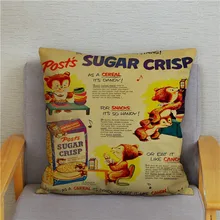  Retro World War II Food Pattern Cushion Cover Newspaper Fruit Beer Print Pillowcase Kid Gift Soft Plush Pillows Cases Home Decor 